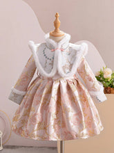 Young Girl' Orange Chinese New Year Dress, Traditional Jacquard Design Mini Qipao